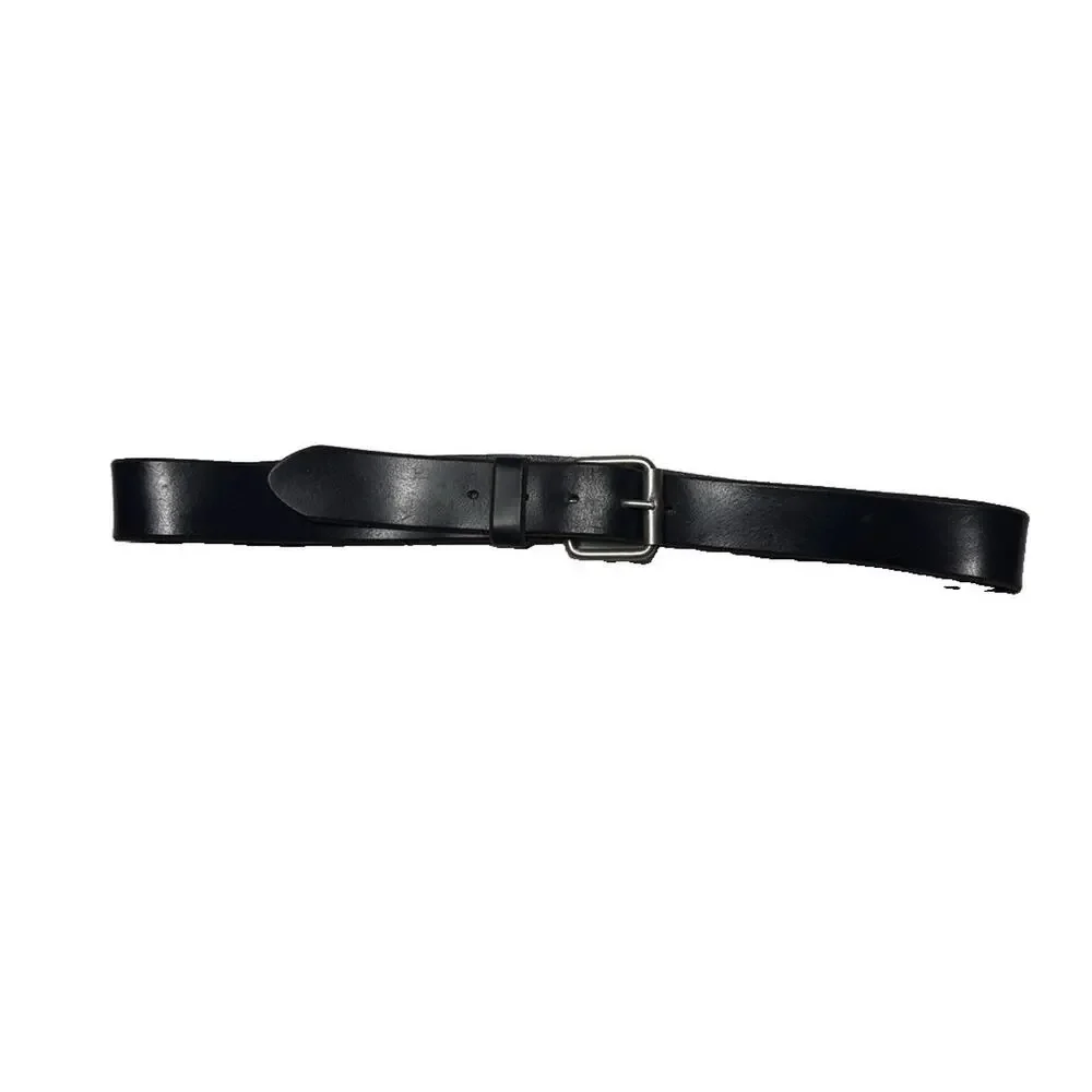 Mens Genuine Leather Belt Vintage Solid Black Size 36 Mexico Silver Buckle